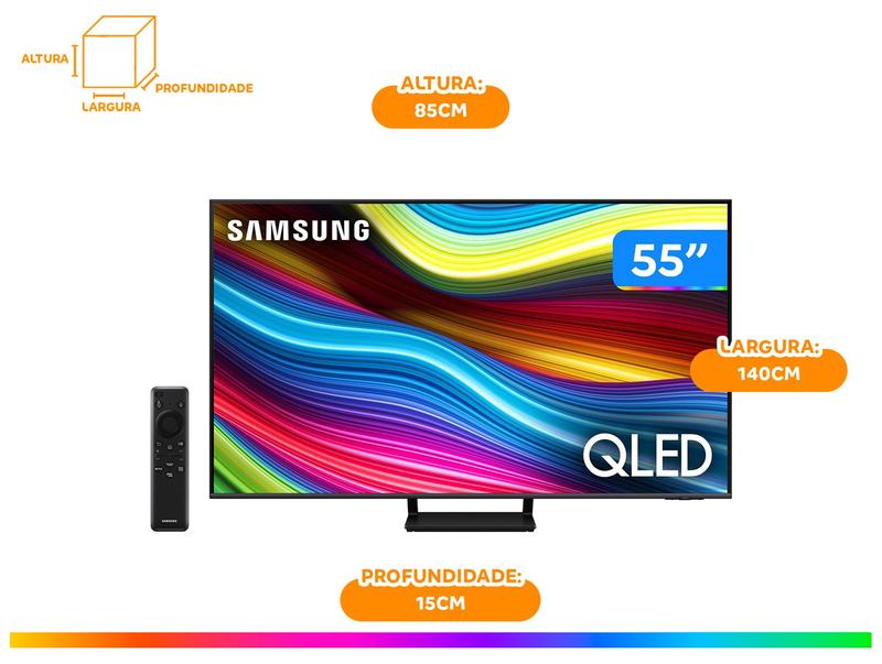 Smart TV 55” UHD 4K QLED Samsung QN55Q70 - 120Hz Wi-Fi Bluetooth 4